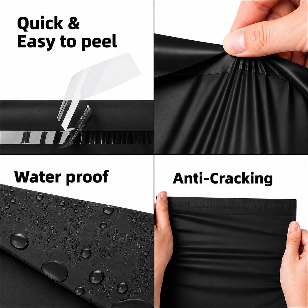 POLY MAILERS BLACK (15 PACK) 12x15.5 SELF SEAL SHIPPING BAGS MAILING BAGS NEW - Picture 4 of 4
